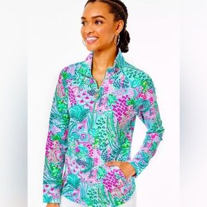 NWT Lilly Pulitzer Skipper Popover UPF 50+ Banana Split Pink Blue Golf Smallp  I